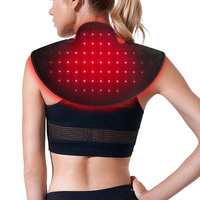 Cordless Red Light Therapy Pad for Shoulder Pain Relief, Vibration Massage Wearable Near Infrared Light Wrap for Body, 660nm & 850nm Flexible Light Cape for Upper Back Muscle Relax